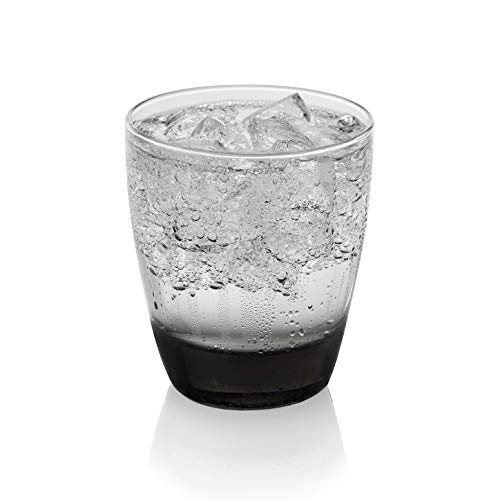 Libbey Classic Tumbler & Rocks Drinking Glasses Set of 16, Clear Glass Cups | 18 oz and 13 oz Capacities for Water, Soda, Cocktails, and More with Smoke-Tinted Bases and Dishwasher-Safe Cleanup - color: 03 - Classic Smoke