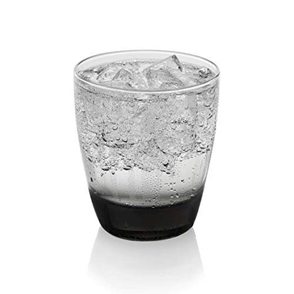 Libbey Classic Tumbler & Rocks Drinking Glasses Set of 16, Clear Glass Cups | 18 oz and 13 oz Capacities for Water, Soda, Cocktails, and More with Smoke-Tinted Bases and Dishwasher-Safe Cleanup - color: 03 - Classic Smoke