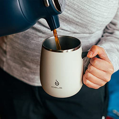 Ideus 16 oz Insulated Coffee Mug with Handle and Lid, Double Wall Stainless Steel Vacuum Thermal Coffee Mug, Travel Coffee Cup Thermal Cup for Home and Office (Blue Zebra, FUJI DAWN) - color: Blue Zebra
