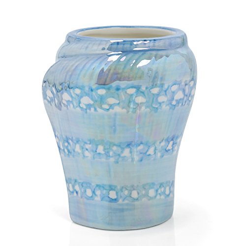 Ocean Conch Sea Shell Ceramic Bathroom Accessories Set of 4,1 Gargle Cups 1 Toothbrush Holders 1 Soap Dishes 1 Soap Dispenser (Blue) - color: Blue