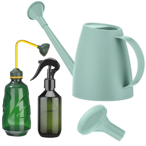 Reallnaive 1/2 Gallon Long Spout Watering Can Set for Indoor & Outdoor Plants – Includes Spray Bottle, Squeeze Bottle, Watering Globes & Soil Moisture Meter for Garden & House Plants(Mint Green) - color: Mint Green