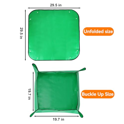 Extra Large Repotting Mat for Indoor Plant Transplanting and Mess Control Thickened Waterproof Potting Tray Foldable Potting Mat Portable Gardening Mat Garden Gifts(29.5"x 29.5") Green - size: 29.5 x 29.5 Inch, Green