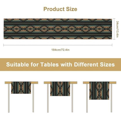 Retro Aztec Table Runner, American Southwest Traditional Tribal Geometric Art Printed Runner for Home Kitchen Dining Table Party 13x36in - color: Aztec-6, size: 13x36in