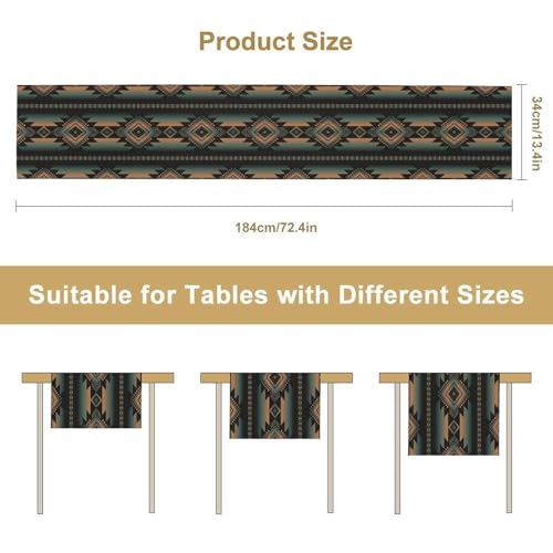 Retro Aztec Table Runner, American Southwest Traditional Tribal Geometric Art Printed Runner for Home Kitchen Dining Table Party 13x36in - color: Aztec-6, size: 13x36in