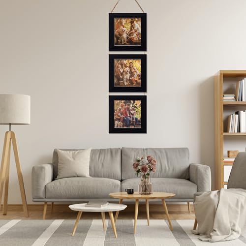 4X4 Picture Frame, Wall Hanging Picture Frames Collage with 3 Opening Frames Black - color: Black, size: 4x4