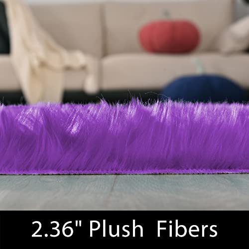 Latepis Small Furry 2x3 Purple Faux Fur Rug Fluffy Rugs Washable Shag AccentPlush Soft Rug for Bedroom Chair Seat Covers Throw Rugs Rectangle - color: Purple, size: 2' x 3' (Rectangular)