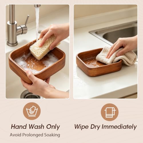 Wooden Salad Bowl, Square Rustic Server | Dough & Fruit & Bread Serving Dish | Entryway Key Catch Tray | Multipurpose (Square) - color: Square