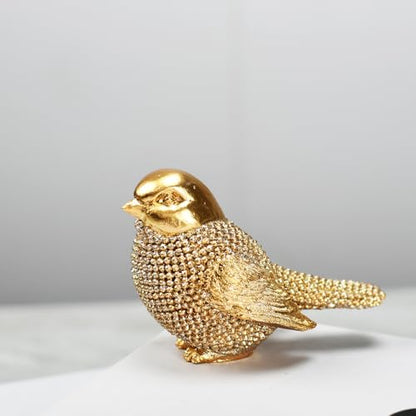 Set of 2 Pcs Small Gold Birds Statues Home Decor Modern Style Decorative Ornaments for Living Room Decor, Bedroom, Office Desktop, Cabinets Collectible Bird Figurine