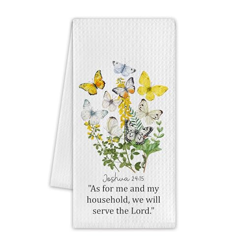 Floral Butterfly Kitchen Towels, Spring Christian Dish Towels for Kitchen, 13.8 X 23.6 Inch Decorative Hand Tea Towel for Home Bathroom, Religious Themed Decorations & Gifts, 08 - color: Floral Butterfly Christian
