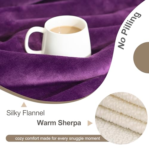 gogobunny Waterproof Bed Blanket, Reversible Sherpa Fleece Throw Blanket for Dog Puppy Cat, Furniture Cover Protects Bed Couch Sofa from Liquid Pee and Pet Fur (Dark Purple, 25x35 inches) - color: Dark Purple, size: 25x35 inches