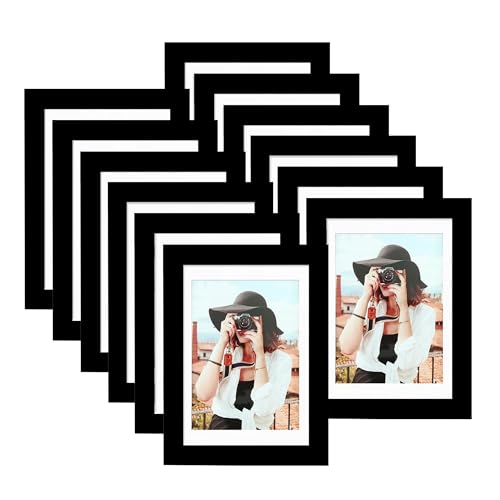 5x7 Picture Frame Set of 12, Modern Gallery Wall Frames, Black | Fits 4x6 With Mat or 5x7 Without Mat, Shatterproof Cover, Horizontal or Vertical Wall Mounting, Tabletop, Photo Collage - color: Black, size: 5x7