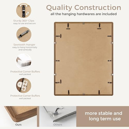 Solid Oak Wood Poster Frame 24x30 | Puzzle Frame With Mat For 18X24 | Tempered Glass and Hanging Hardware Included (Walnut, 1 Pack) - color: Walnut, size: 24''x30''-1P