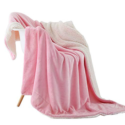 NANPIPER Fleece Blanket Reversible Sherpa Flannel Throw Blanket Super Soft Fuzzy Plush Microfiber for Bed/Couch (60"x80",Pink) - color: Pink, size: Twin
