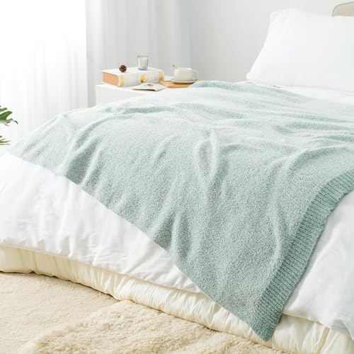 Carriediosa Heather Throw Blanket 50x60, 400GSM Ultra Soft Microfiber | Sage Green, Fuzzy Fluffy Cozy Plush Knit Knitted Throws, Lightweight Cute Preppy Fall Blankets for Couch, Bed - color: Heather - Sage Green, size: 50" X 60"