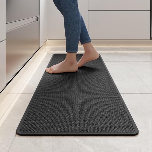 Kitchen Rugs Kitchen Mats for Floor Non Slip Washable Black 17"x47" | Super Absorbent Woven Rubber Backing Washable Kitchen Floor Mat Sink Mat Runner Rugs Front of Sink, Easy Clean - color: A- Black, size: 17"x47"
