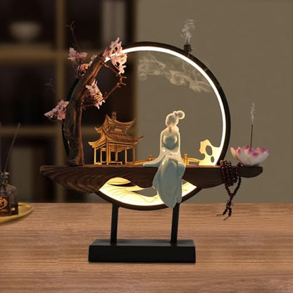 Backflow Incense Holder with LED Light, Countertop Incense Burner Holder Chinese Retro Ceramic Backflow Incense Burner for Relaxing or Home Decor (Style 1) - size: Style 1