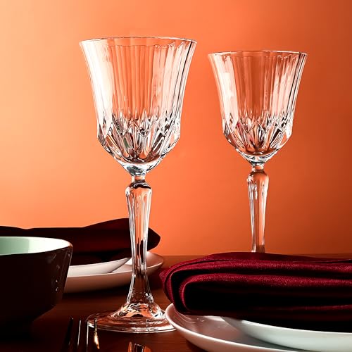 Vintage Wine Glasses Set of 12, 7 oz Wine Glasses for Red White Wine | Durable Stemmed Glassware Set for Parties, Weddings and Home