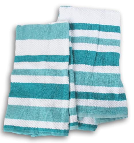 100% Cotton Kitchen Towel Set 2 Pack (Beachy Blue) - color: Beachy Blue