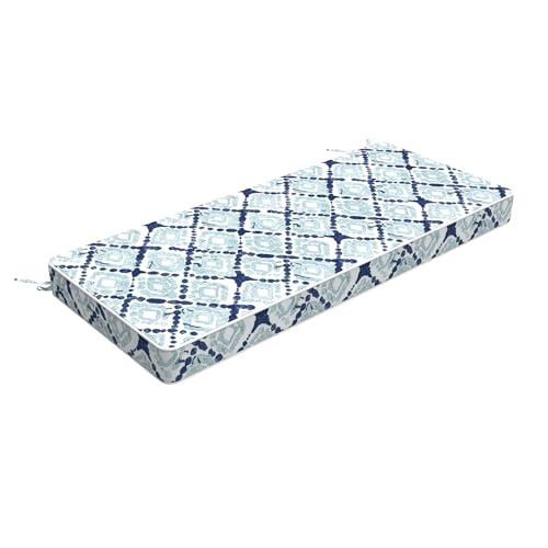 LVTXIII Bench Cushion with Ties, 42x18 Inch Water-Repellent Patio Furniture Cushion, 3" Thick Foam Pad for Outdoor Indoor Window Seat, Porch Swing, Loveseat, Boho Geometry Blue - color: Boho Geometry Blue, size: 42"x18"x3"