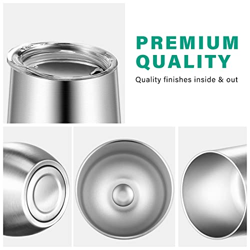 Remagr 16 Pack Stainless Steel Wine Tumblers 12 oz Insulated Vacuum Wine Cup Set Double Wall Stainless Steel Stemless Mug Glasses for Coffee Soda Whiskey Outdoor Travel (Silver) - color: Silver