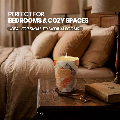 HomeLights Soy Wax Candles for Home Scented, 1-Wick Candles in Fall Wreath Scented, Rustic Modern Aromatherapy Candles Gift for Parties, Relaxing, 6.7oz - color: Fall Wreath