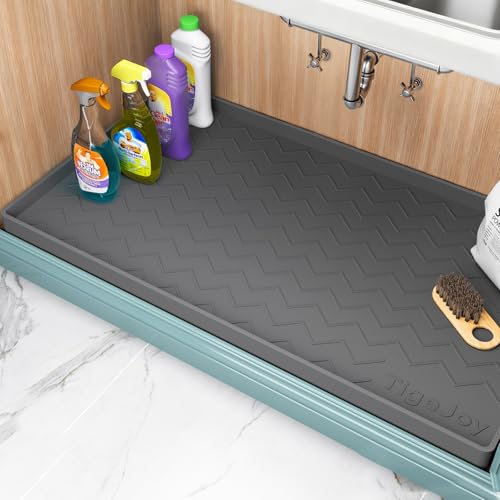 TigeJoy Under Sink Mats for Kitchen Waterproof 22" x 22", Cabinet Liner | Leak-Proof Silicone Mat Sink Protector, Kitchen Essentials Organizer and Storage,Boot or Shoe Tray, Pet Feeding Mat - color: Dark Gray, size: 22"W x 22"L