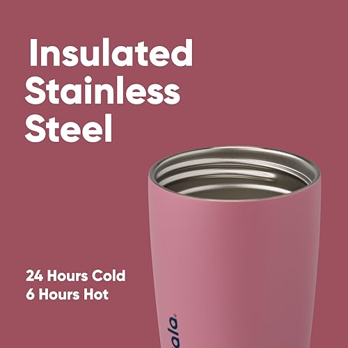 Owala SmoothSip Slider Insulated Stainless Steel Coffee Tumbler, Reusable Iced Coffee Cup, Hot Coffee Travel Mug, BPA Free 12 oz, Crochet Queen - color: Crochet Queen, size: 12 Ounces, style: No Handle