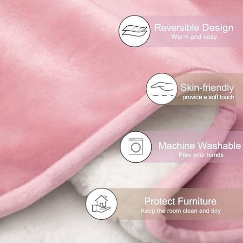 gogobunny Waterproof Bed Blanket, Reversible Sherpa Fleece Throw Blanket for Dog Puppy Cat, Furniture Cover Protects Bed Couch Sofa from Liquid Pee and Pet Fur (Pink, 25x35 inches) - color: Pink, size: 25x35 inches