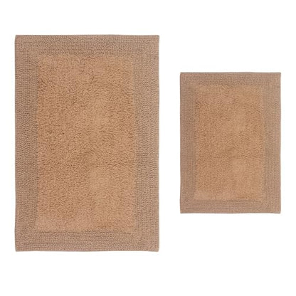 Home Weavers Luxury Collection 100% Cotton Reversible Bathroom Rugs Set, Washable Rug, Soft Cotton Extra Soft and Absorbent Bath Rug, Kitchen Mat, 2 Piece Set(S+L), Linen - color: Linen, size: 2 Piece Set(S+L)