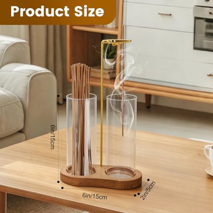 2-in-1 Incense Holder for Sticks: Incense Burner with Ash Catcher | Burner Holder for Home Room House Office Apartment Decor - Wooden Decorations Accessories for Meditation Yoga Spa