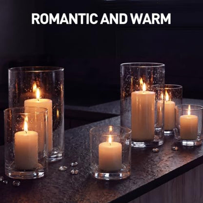 Clear Glass Hurricane Candle Holder Set of 3 Cylindrical Glass Vase Modern Rustic Table Centerpieces for Pillar Candles Wedding Party Home Decor (8 Inch 4.3 Inch 3.5 Inches Height)