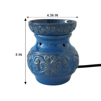 Hosley 5 High Blue Ceramic Electric Warmer. Ideal Gift for Wedding Spa Aromatherapy. Use with Wax Melts Cubes and Fragrance Oils. - color: Blue