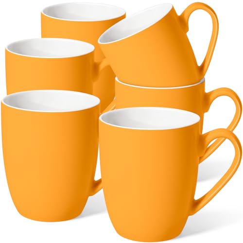 Urbanstrive 16 oz Large Coffee Mugs Set of 6 Ceramic Coffee Mug White Coffee Cups Tea Cups Idea Gift for Women Men House Warming Gifts New Home Office, Orange 6 Pack - color: Orange