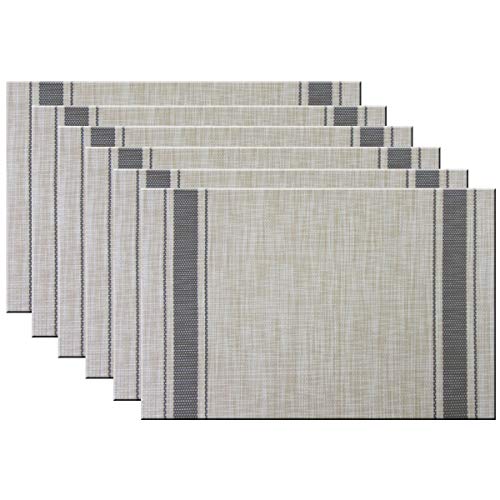 Placemats for Dining Table Set of 6 Washable Plastic Table Mats Kitchen Table Mats Easy to Clean PVC Placemat (Gray) - color: Gray, size: placemats set of 6