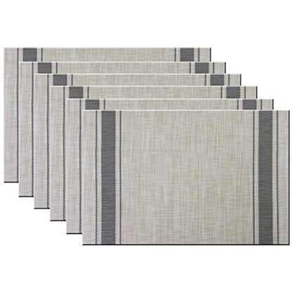 Placemats for Dining Table Set of 6 Washable Plastic Table Mats Kitchen Table Mats Easy to Clean PVC Placemat (Gray) - color: Gray, size: placemats set of 6