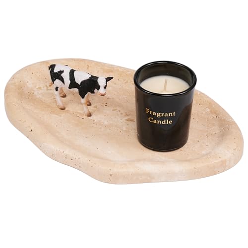 Marble Clould Tray for Bathroom - Travertine Stone Catchall Jewelry Dish for Kithchen Counter and Aesthetic Room Decor, Cute Decorative Vanity Dishes for Trinket Ring Key Candle (9.5'' x 6.3'') - color: Cloud-Travertine