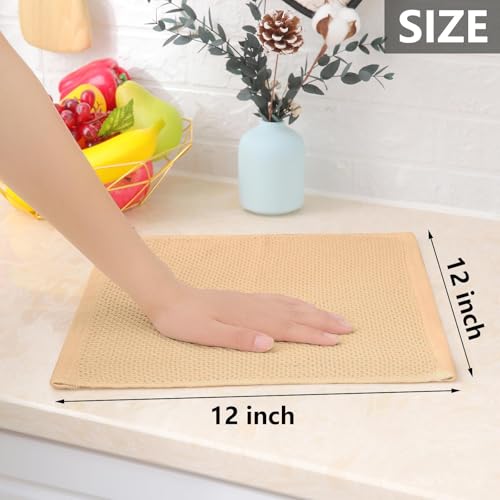 Homaxy 100% Cotton Waffle Weave Kitchen Dish Cloths 18-Pack, Apricot | 12 x 12 Inches, Ultra Soft Absorbent Dish Towels, Quick Drying Dish Rags with Hanging Loop - color: Apricot, size: 12 X 12 - 18 Pack