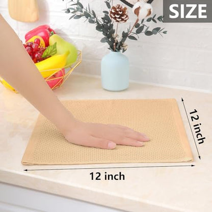Homaxy 100% Cotton Waffle Weave Kitchen Dish Cloths 18-Pack, Apricot | 12 x 12 Inches, Ultra Soft Absorbent Dish Towels, Quick Drying Dish Rags with Hanging Loop - color: Apricot, size: 12 X 12 - 18 Pack