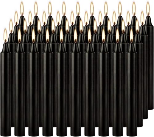 Black Taper Candles, 4 Inch, Unscented, 100% Cotton Wick, 2-Hour Burn Time, for Halloween, Rituals, Meditation, Altar, 40 Pack - color: 40 Black