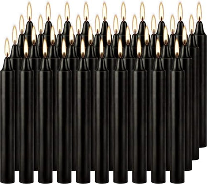 Black Taper Candles, 4 Inch, Unscented, 100% Cotton Wick, 2-Hour Burn Time, for Halloween, Rituals, Meditation, Altar, 40 Pack - color: 40 Black