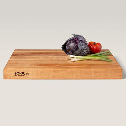 John Boos RA-Board Series Rectangular Wooden Maple Cutting Board 24”x18” – 2.25” Thick, 30-lb Reversible Butcher Block with Edge-Grain & Finger Grips – Made in the USA - color: Maple, size: 24"L x 18"W