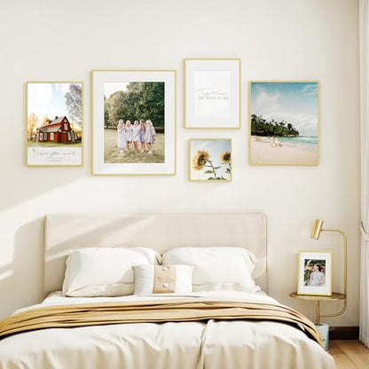 RICHFOCUS 24x30 Poster Frame Gold|24 x 30 Large Picture Frame Matted to 18x24 Photo|Metal Aluminum 30x24 Art Frame for Wall with Tempered Glass Wall Hooks Included, Set of 1 - color: Gold, size: 24x30-1P-Tempered Glass
