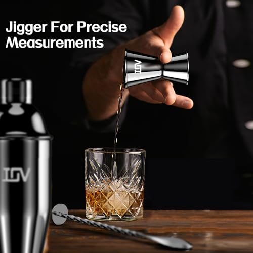 IOV Cocktail Shaker Bar Set, 24oz Martini Shaker with Built-in Strainer, Bar Tool Kit with Recipes Booklet, Professional Stainless Steel Large Bartender Drink Shaker Margarita Alcohol Mixer-Black - color: 3 Pcs - Black