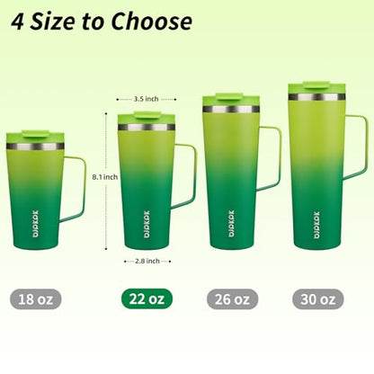 BJPKPK 22oz Insulated Tumbler with Handle, Lid & Straw, Stainless Steel | Double Wall Vacuum Insulated Coffee Travel Mug - Keeps Cold & Hot, BPA Free, Cupholder Fit for Office, Gym & Travel - color: Bamboo Grove, size: 22 Ounces