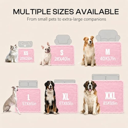 Waterproof Dog Blanket Reversible Fluffy Pet Bed Cover Pink Puppy Blankets Leakproof Sofa Couch Washable Cover Cat Pet Blanket for Warm-S - color: Pink, size: S-71*100cm(28*40in)