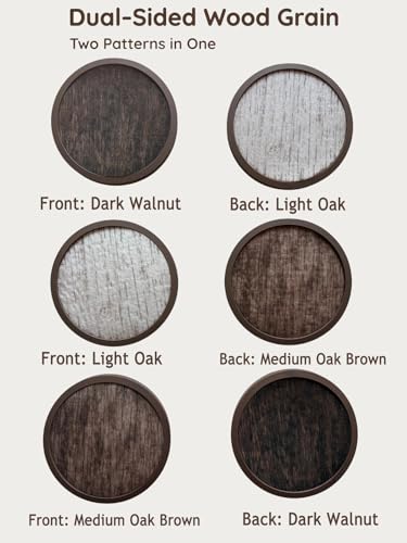 Absorbent Coasters for Drinks with Holder - 6packs, Silicone Coasters with Soft Felt Insert, Dual-Sided 3 Wood-Themed Patterns, Reusable Table Protection Mats for Coffee/Tea/Wine/Cans - color: Dual-sided Wood-textured Patterns