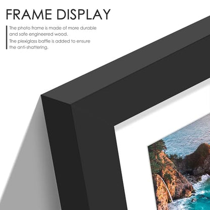 DUENPY 8x14 Collage Picture Frame, 4x6 Collage Picture Frame Displays Three 4x6 inch Photos, or 8x14 (Without Mat) for Available Horizontal Wall Mounting Display and Vertical, Black. | Wall Mount Display, Horizontal & Vertical, 8x14 (Without Mat) Photo Fr