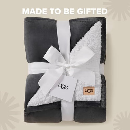 UGG Nita Queen Blanket, Reversible Plush Fleece, 90" x 90", Gray | Fits Queen & Full Size Beds, UGG Fluff Plush Face, Smooth UGG Fluff Reverse, OEKO-TEX Compliant, Warm & Cozy, Oversized - color: Grey, size: Full/Queen