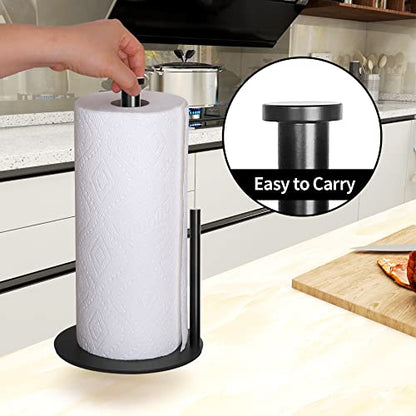 Paper Towel Holder Countertop, OBODING, Black Kitchen Paper Towel Holder Stand for Kitchen and Bathroom Organization, Stainless Steel Paper Towel Holders for Standard and Large Rolls (Matte Black) - color: Black