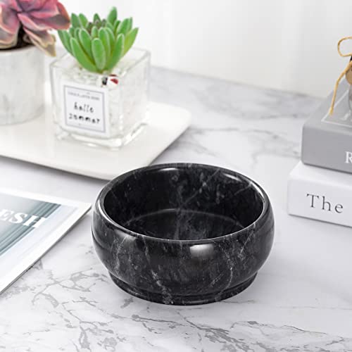 4.72 Inch Decorative Bowls - Natural Marble Key, Coffee Table Centerpiece, Soap Serving, Incense Burner, Smudge Bowl - color: Black Marble